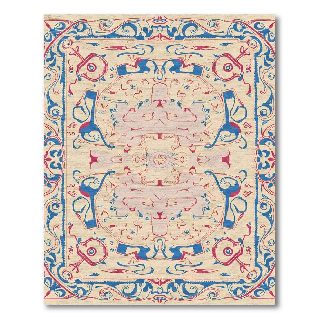 Crimson Blue Ivory Symmetry Rug