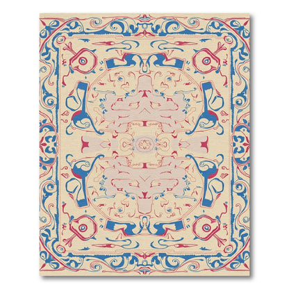 Crimson Blue Ivory Symmetry Rug