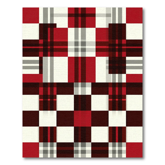 Modern Red White Plaid Geometric Check Rug