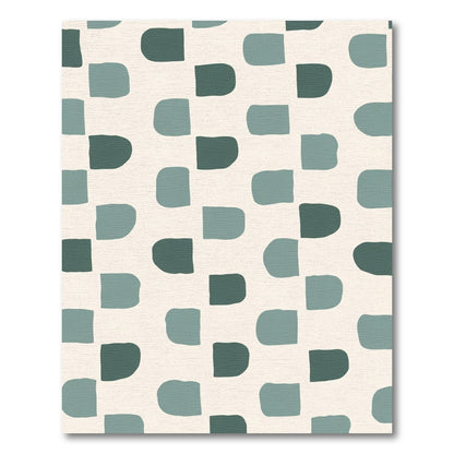 Modern Teal Rounded Squares Arrangement Rug