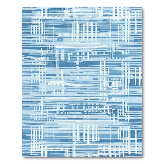 Sky Blue Abstract Woven Lines Rug