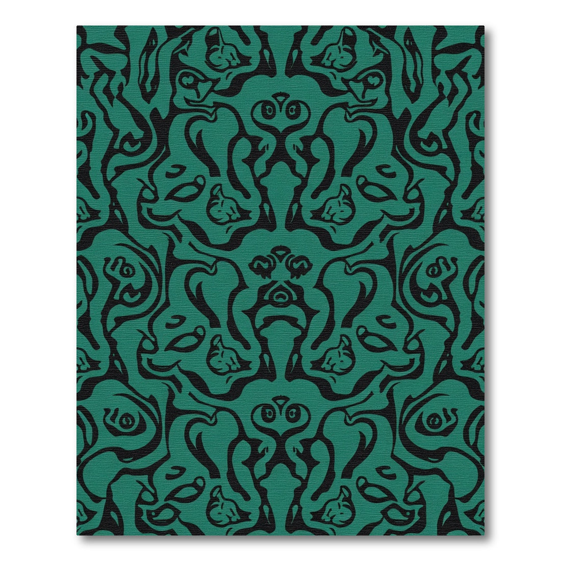 Emerald Black Curving Animalistic Overlay Rug