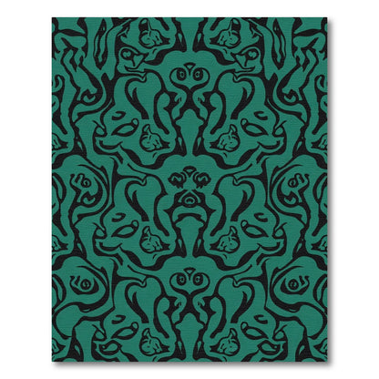 Emerald Black Curving Animalistic Overlay Rug
