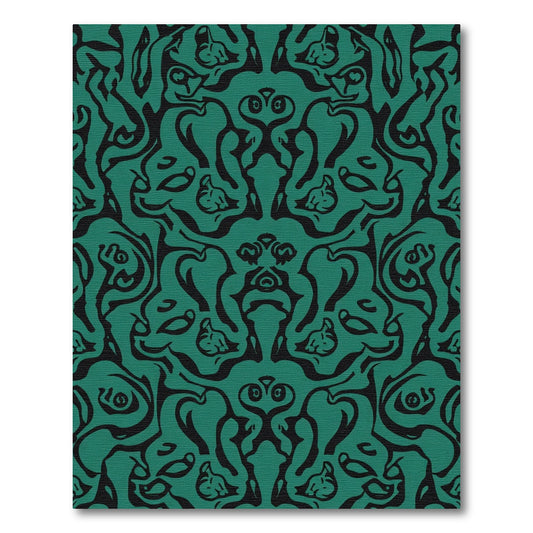 Emerald Black Curving Animalistic Overlay Rug