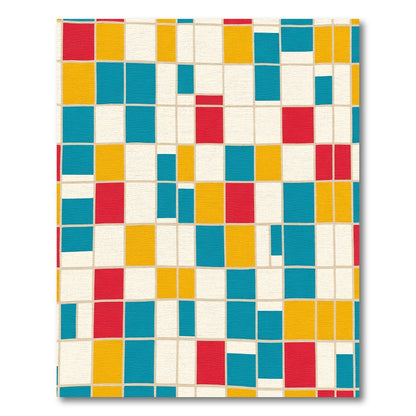 Primary Red Blue Yellow Grid Rug