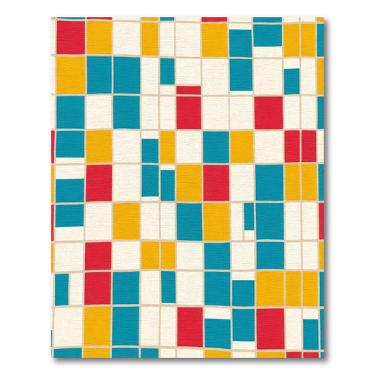 Primary Red Blue Yellow Grid Rug