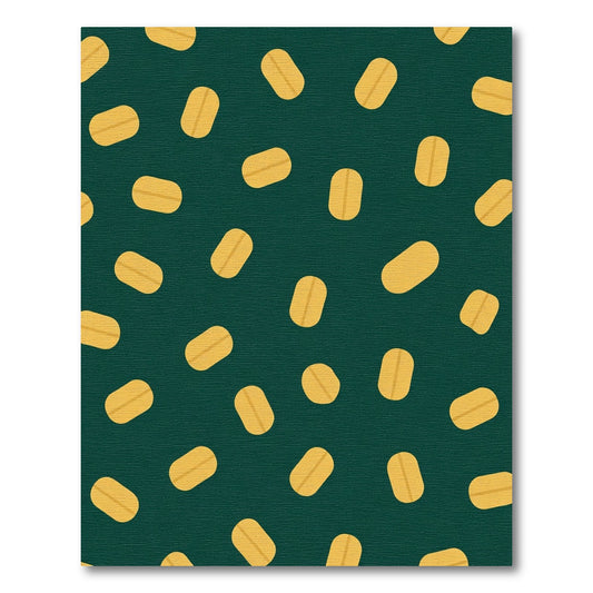 Deep Green Scattered Golden Ovals Rug