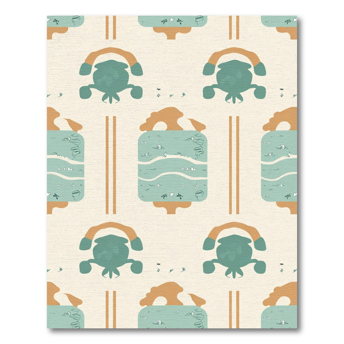 Aqua Brown Quirky Abstract Figures Rug