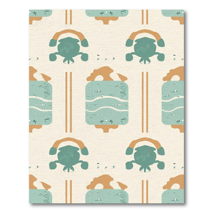 Aqua Brown Quirky Abstract Figures Rug