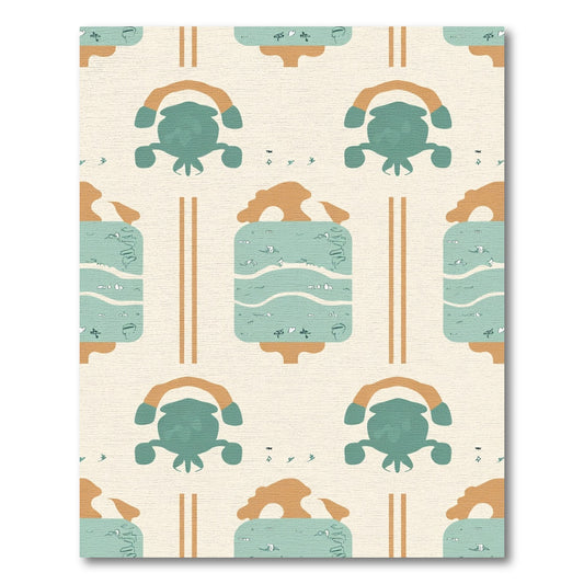 Aqua Brown Quirky Abstract Figures Rug