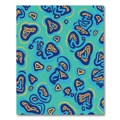 Teal Blue Yellow Organic Bloom Rug