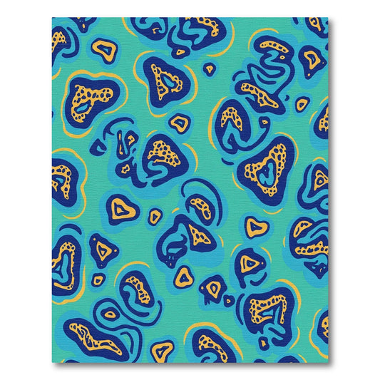 Teal Blue Yellow Organic Bloom Rug