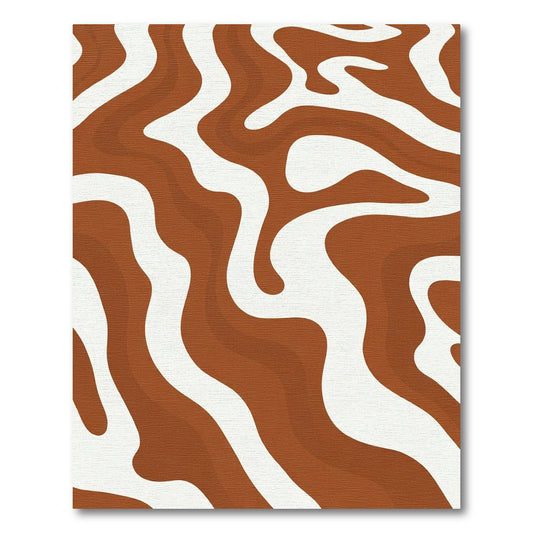 Earthy Brown White Swirl Rug