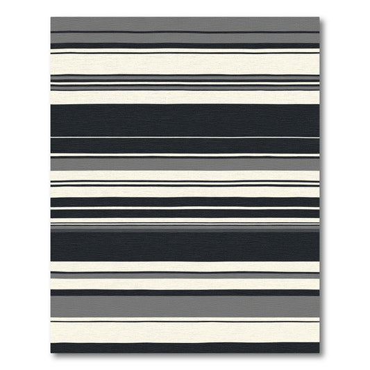 Modern Charcoal Gray Horizontal Stripe Rug