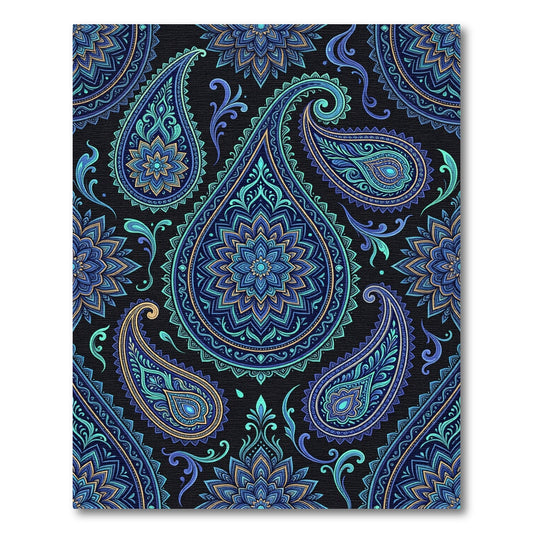 Midnight Blue Ornate Paisley Mandala Rug
