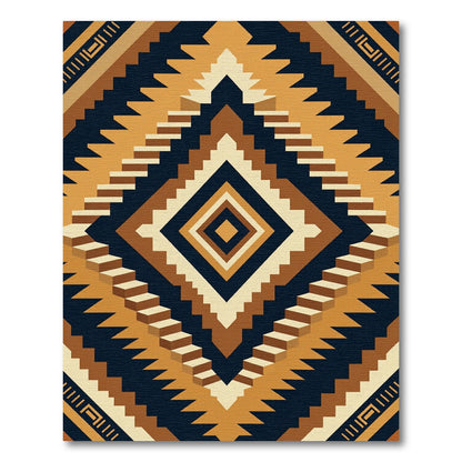Earthy Geometric Diamond Step Rug