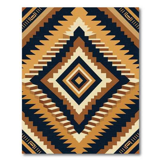 Earthy Geometric Diamond Step Rug