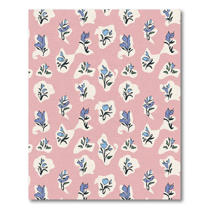 Whimsical Blue Floral Pastel Clouds Rug