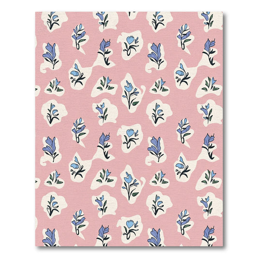 Whimsical Blue Floral Pastel Clouds Rug
