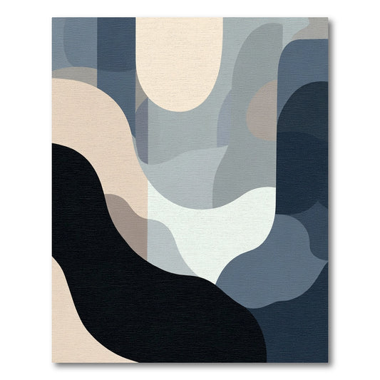 Abstract Organic Forms Blue Beige Rug
