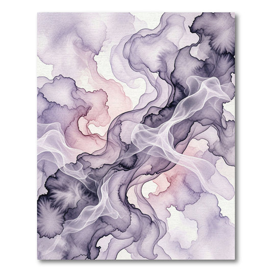Ethereal Lavender Ink Wash Swirl Rug