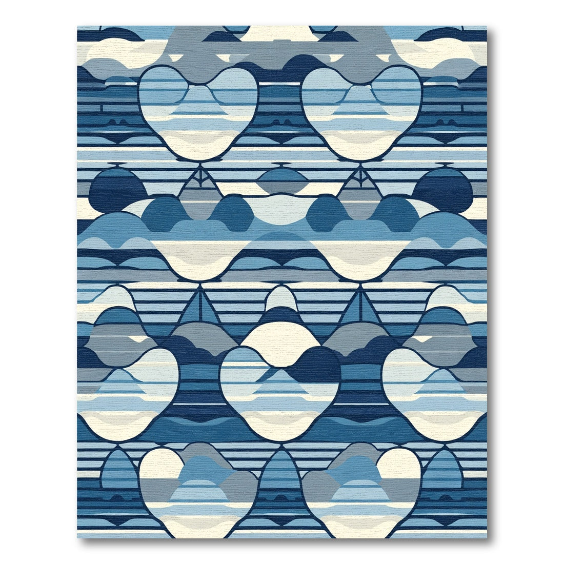 Abstract Blue Gradient Curvy Forms Rug