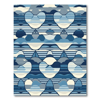 Abstract Blue Gradient Curvy Forms Rug