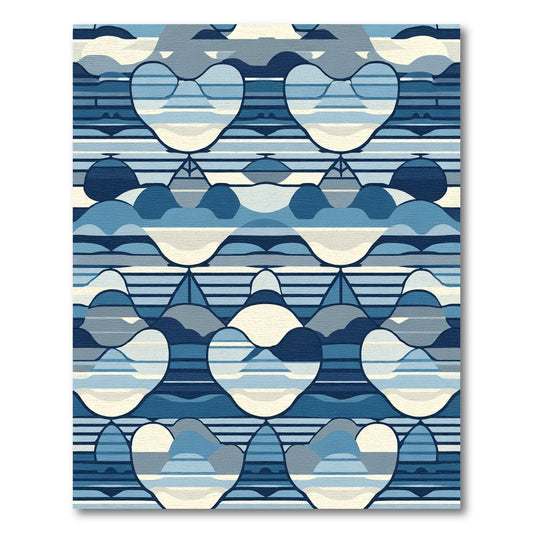 Abstract Blue Gradient Curvy Forms Rug
