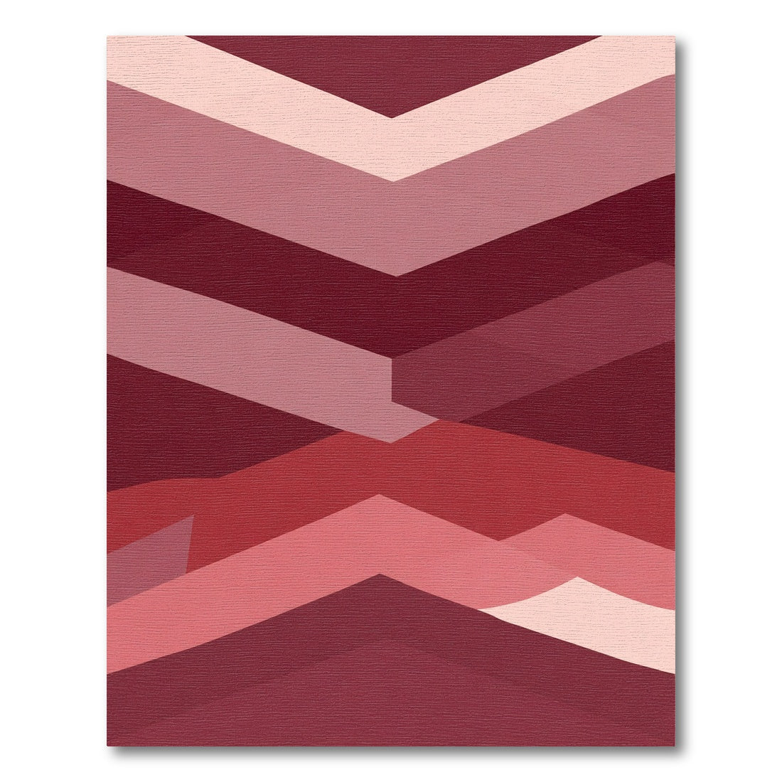 Crimson Layered Geometric Abstract Rug
