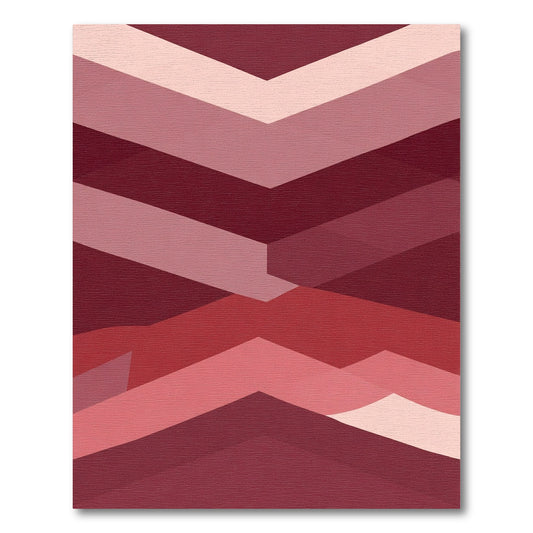 Crimson Layered Geometric Abstract Rug