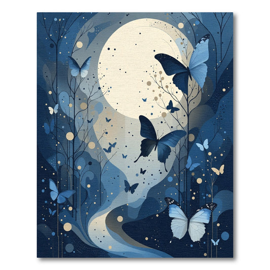Midnight Blue Butterfly Moonscape Rug