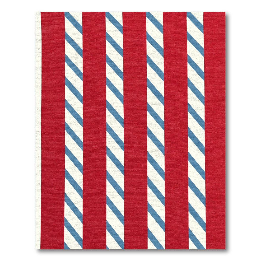 Bold Red Blue White Stripe Rug
