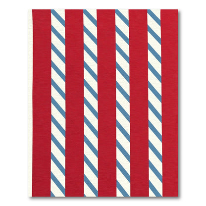 Bold Red Blue White Stripe Rug