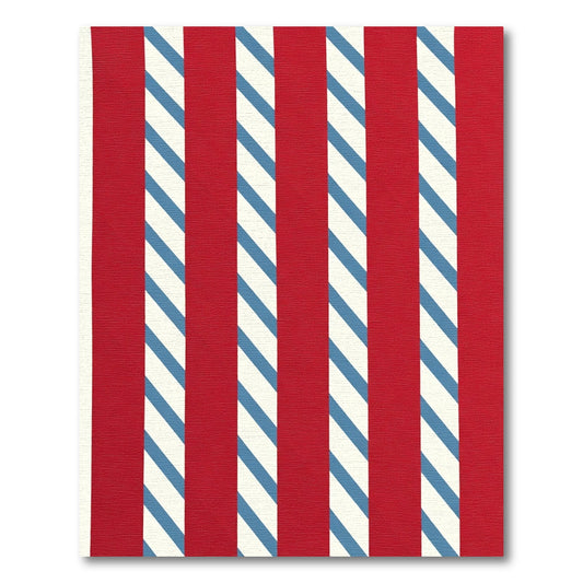 Bold Red Blue White Stripe Rug