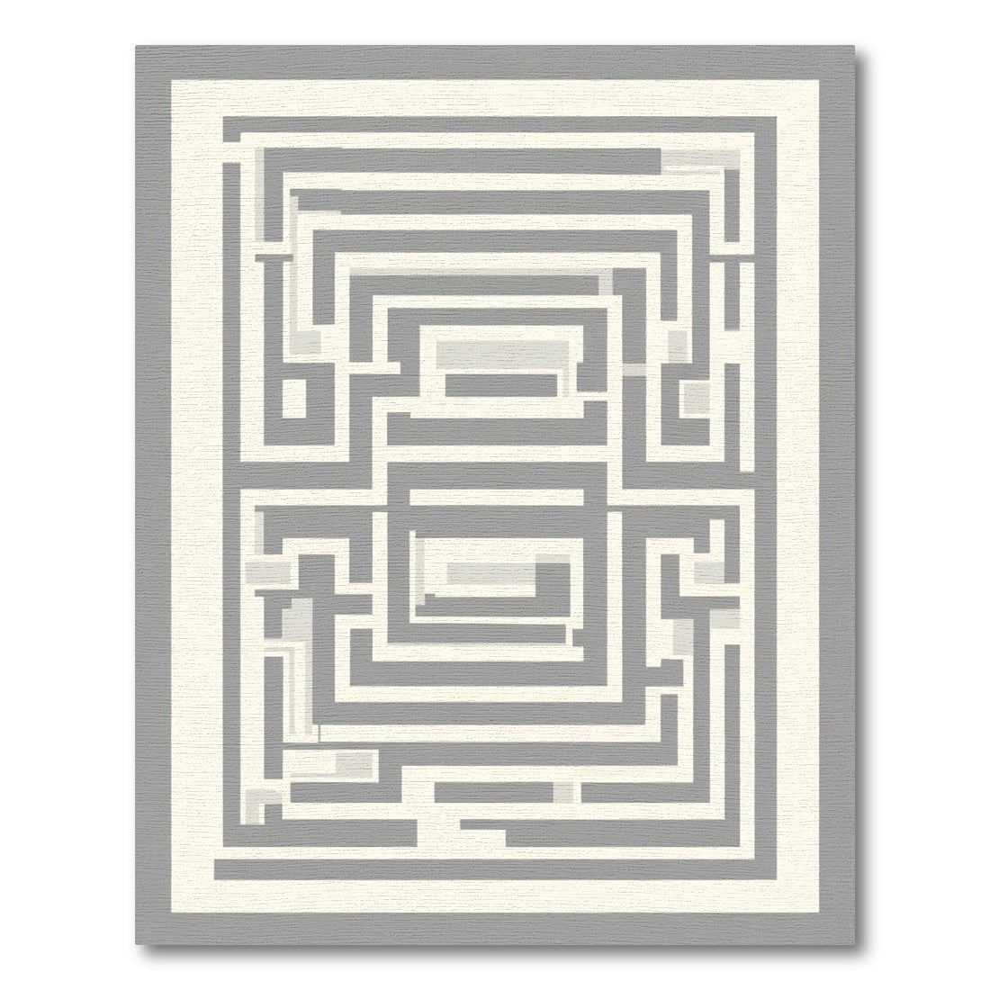 Gray White Geometric Labyrinth Rug