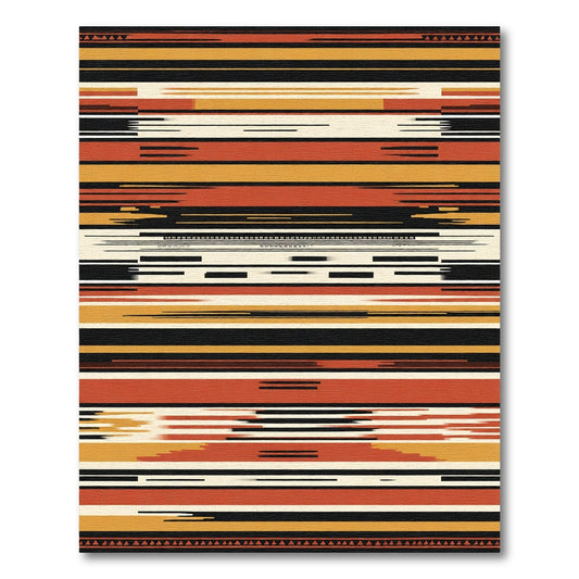 Bold Rust Geometric Stripe Rug