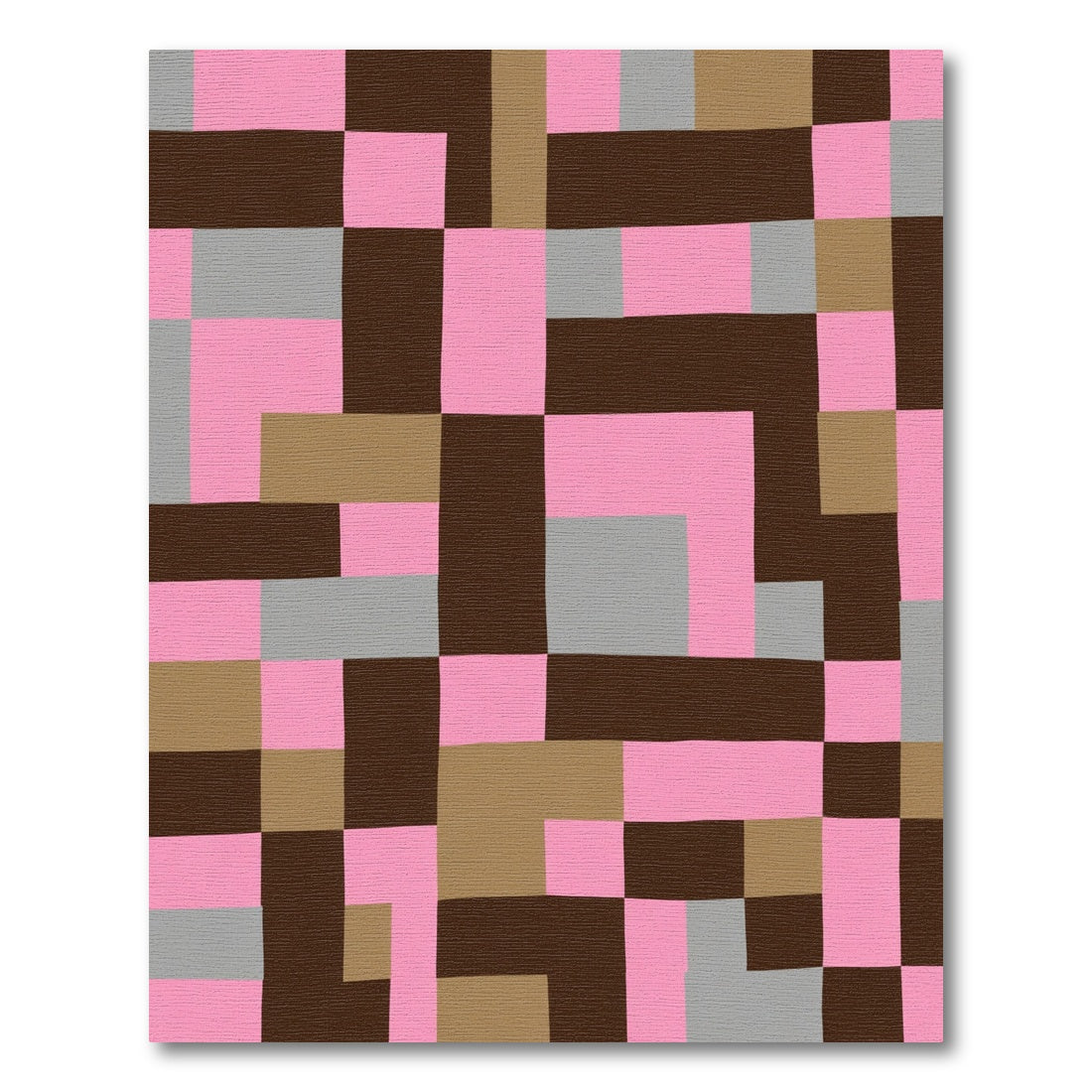 Pink Brown Gray Block Composition Rug