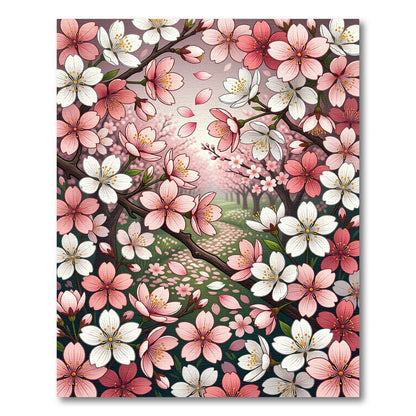 Pink and White Cherry Blossom Cluster Rug