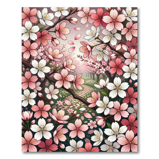 Pink and White Cherry Blossom Cluster Rug