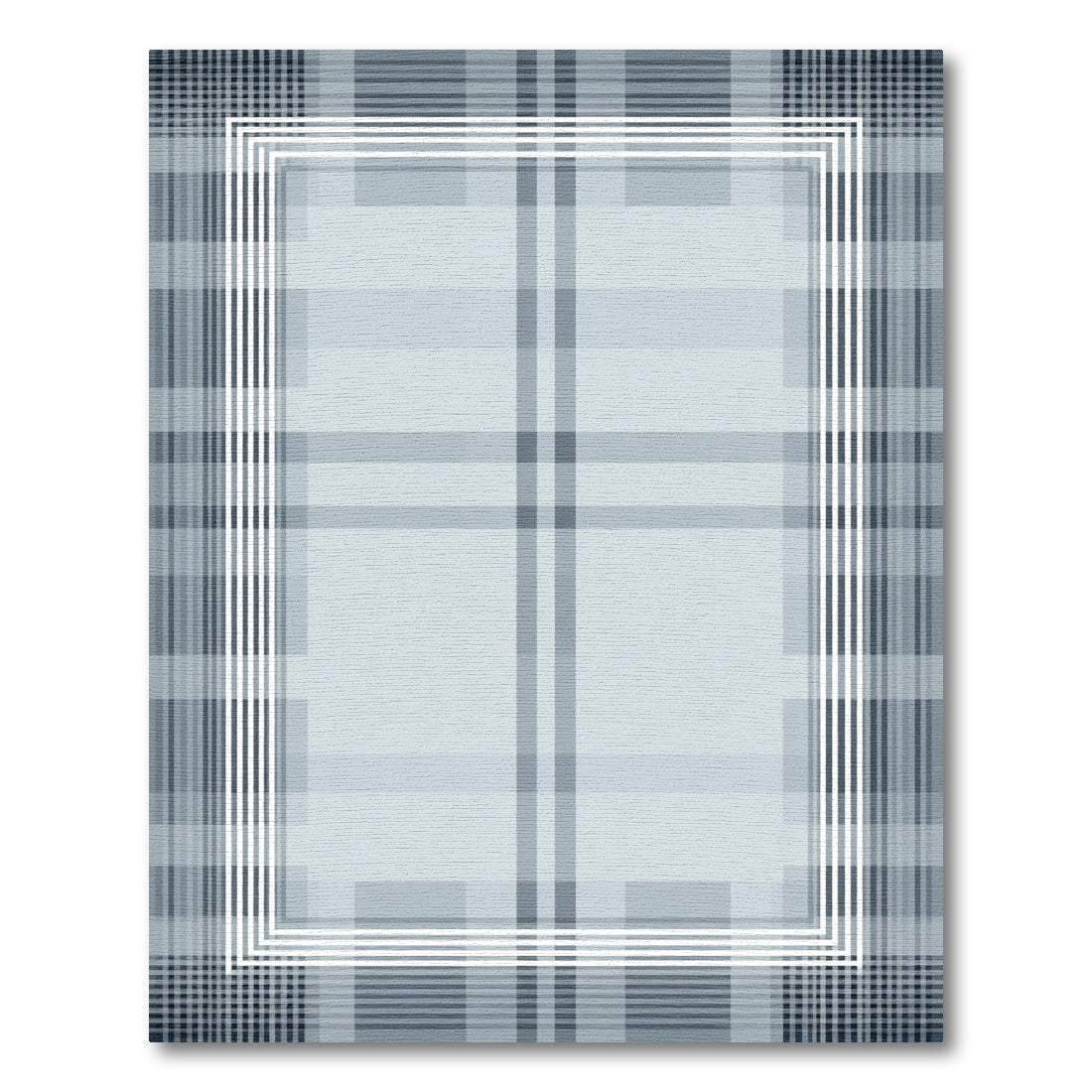Pale Blue Plaid Frame Rug