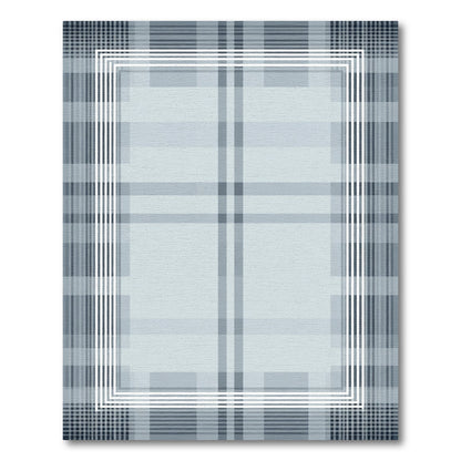 Pale Blue Plaid Frame Rug