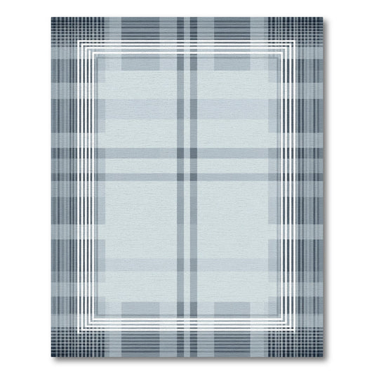 Pale Blue Plaid Frame Rug