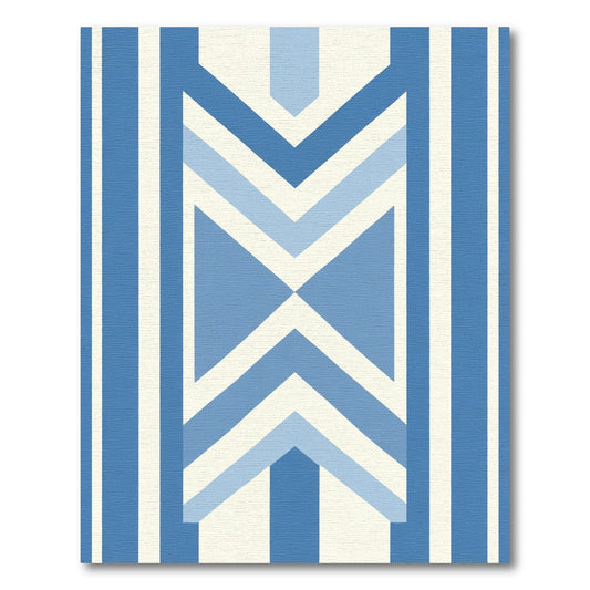 Modern Blue Chevron Stripe Geometric Rug