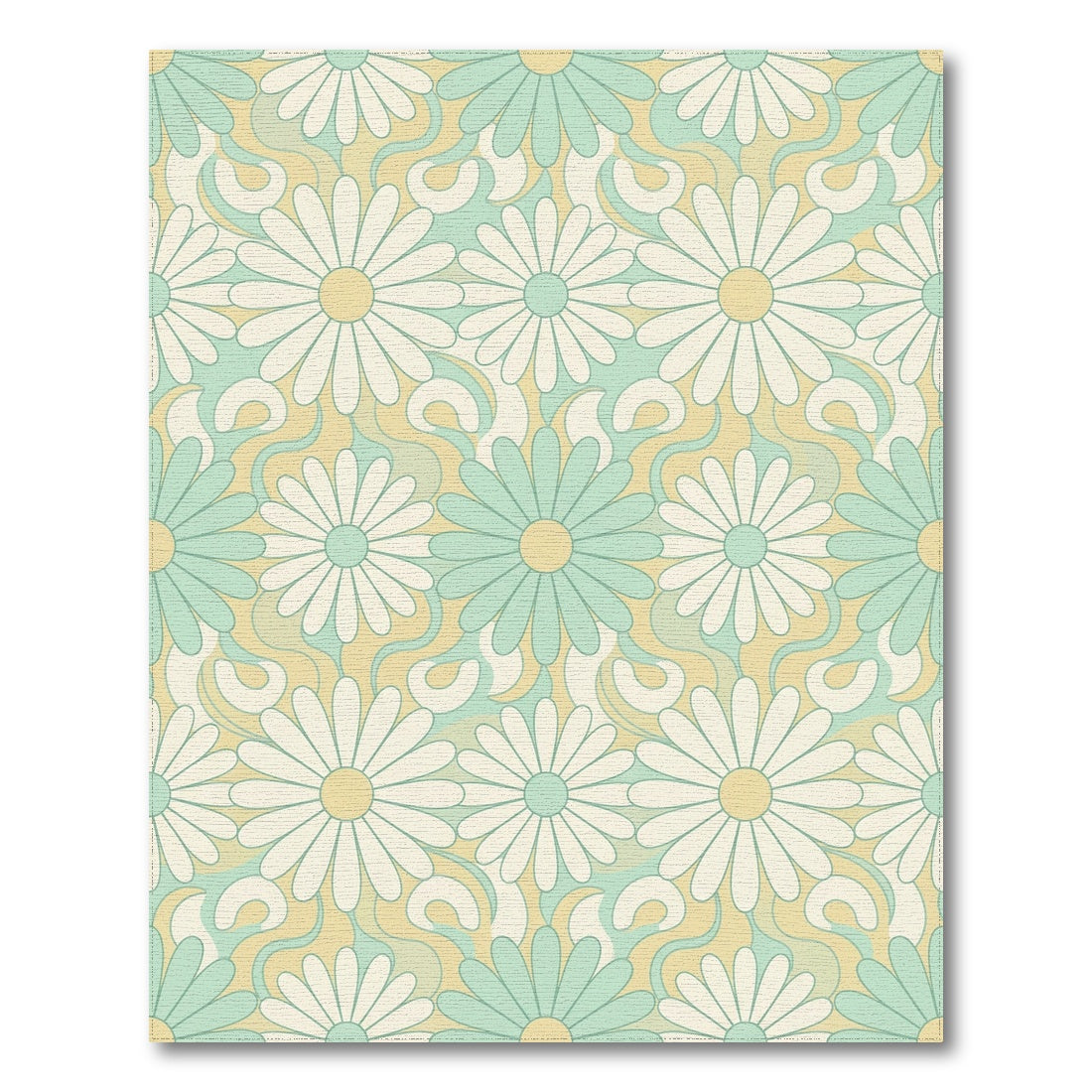Teal White Daisy Swirl Rug