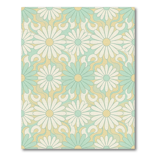 Teal White Daisy Swirl Rug