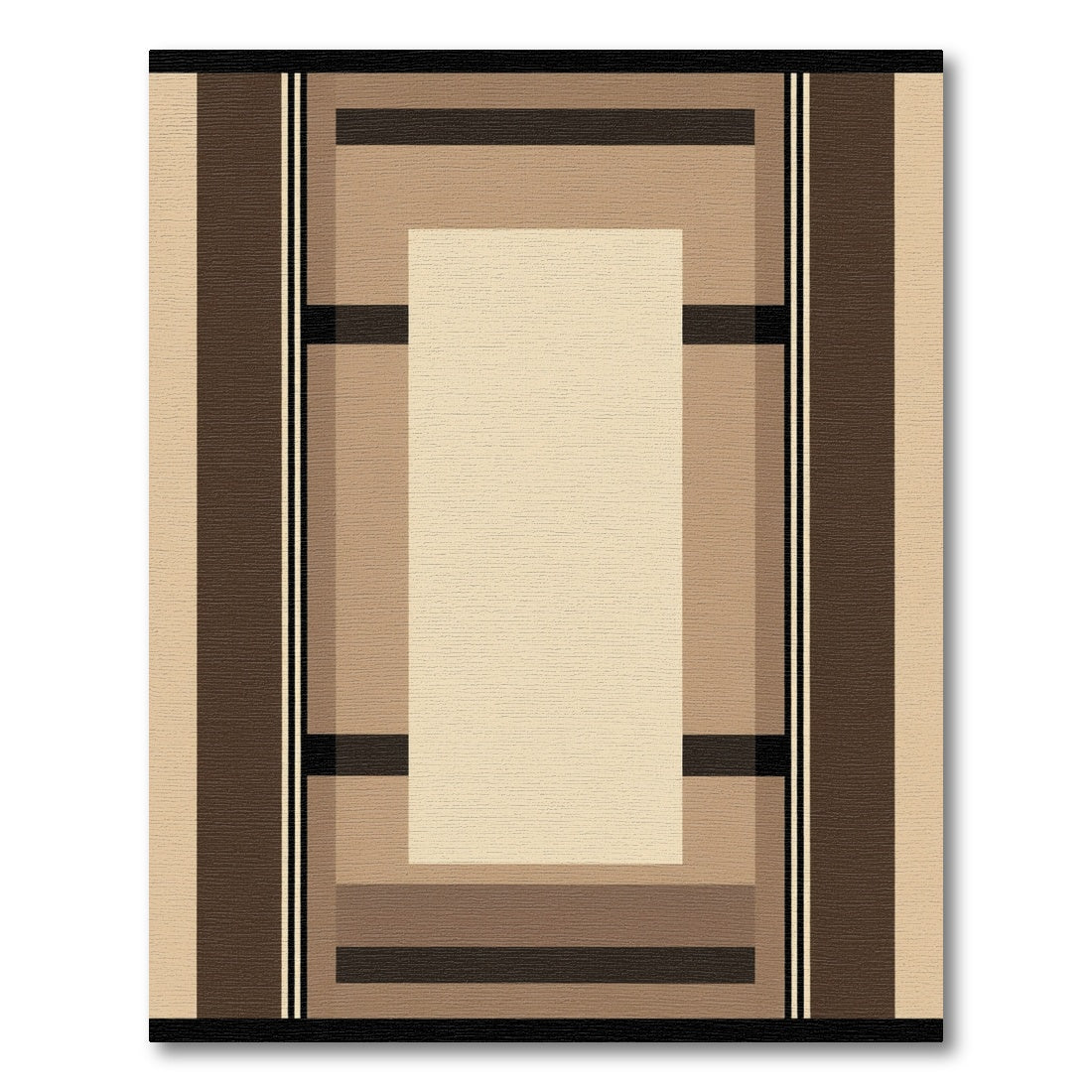 Earthy Burlap Geometric Rectangular Frame Rug