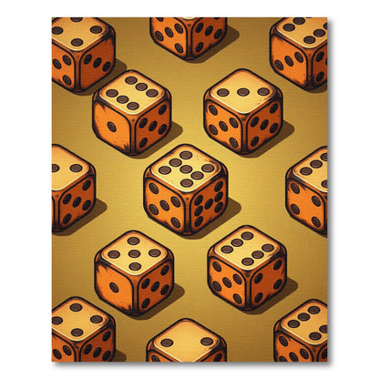 Golden Geometric Dice Game Art Rug