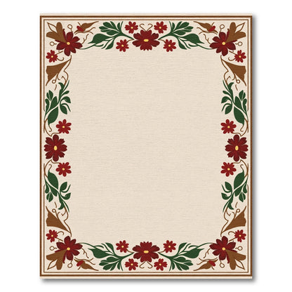 Crimson Floral Vine Border Rug
