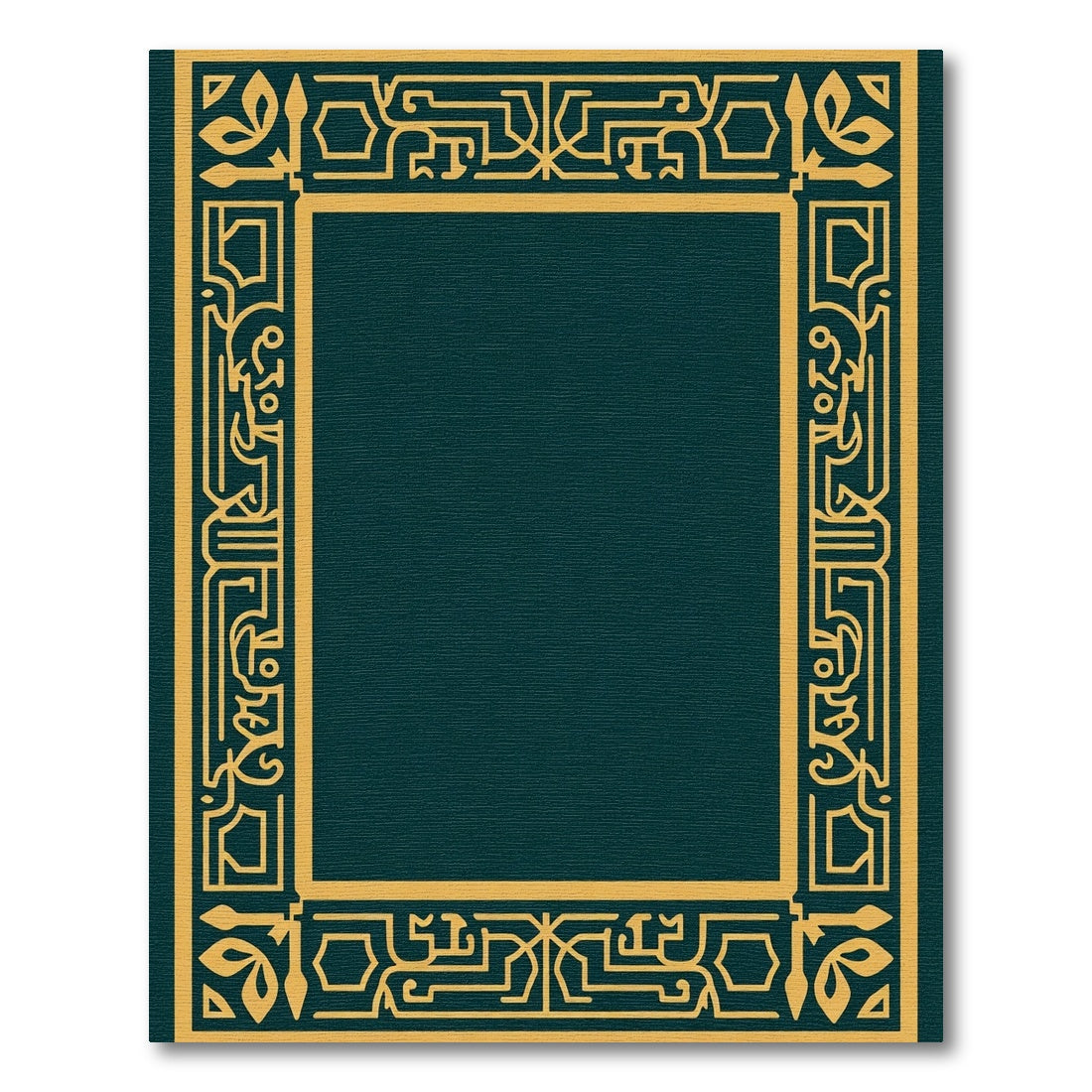 Golden Ornate Geometric Border Design Rug