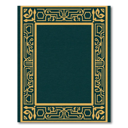 Golden Ornate Geometric Border Design Rug